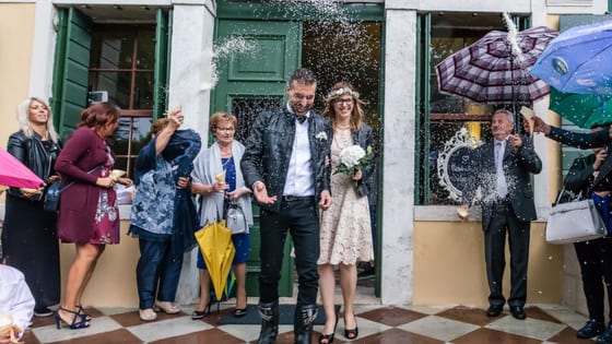 Matteo e Michela, cerimonia su due ruote a Treviso